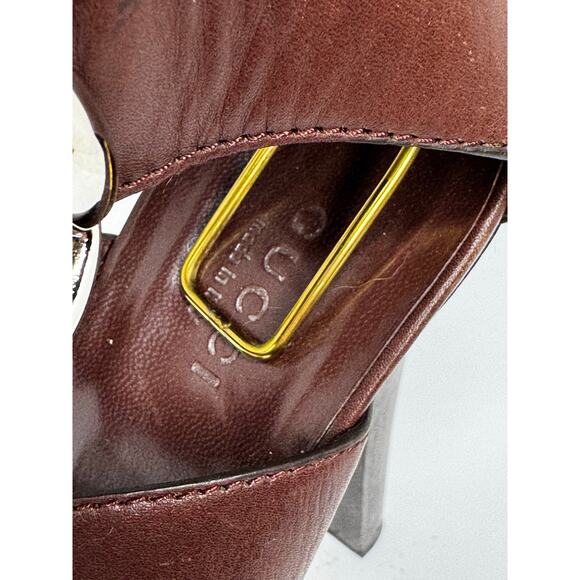 Gucci Bamboo Accent Leather Gladiator Calfskin Strappy Platform Sandals EU 37c - Picture 12 of 12